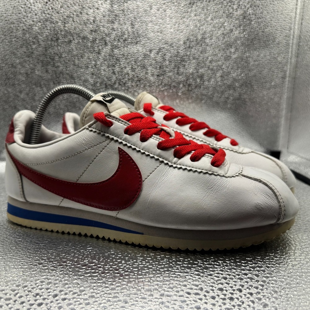 Size 8.5 Nike Classic Cortez Leather White Red Womens Athletic Shoes 807471-103
